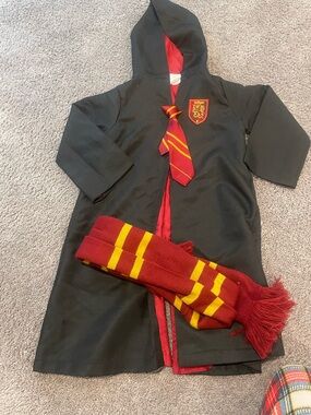 Pottery Barn Kids Black Hooded Robe with Red Lining